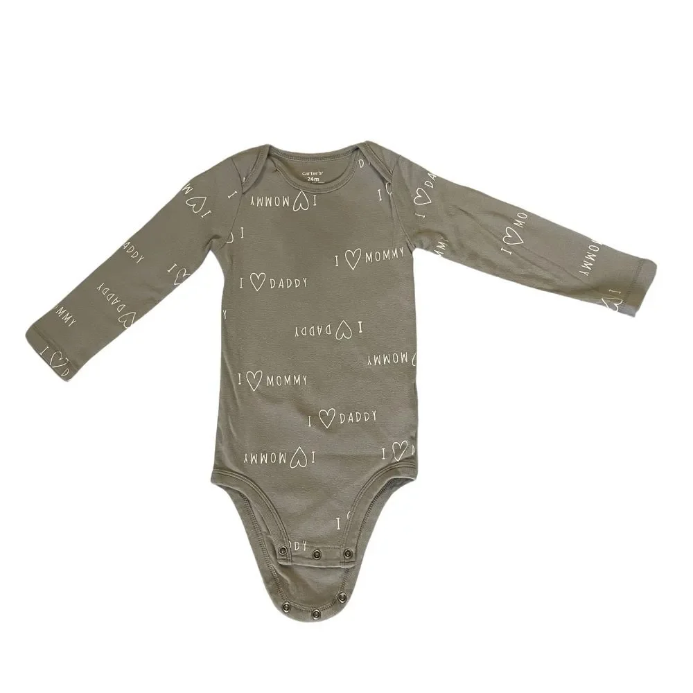 Carters 24M Bodysuits 2-Pack 100% Cotton Long Sleeve Girls Boys Snap Close Gray